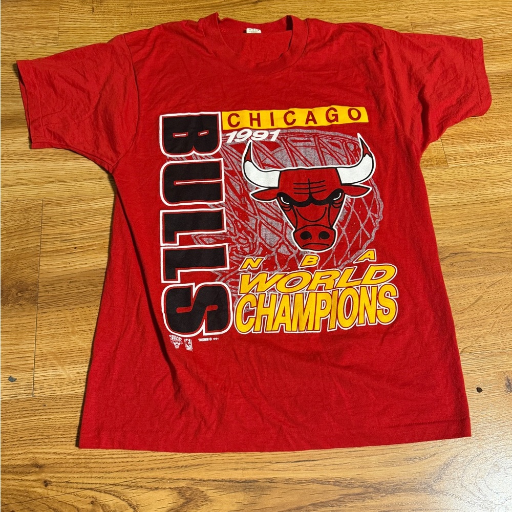 Vintage Chicago Bulls 1991 NBA World Champions T-Shirt Size Large
